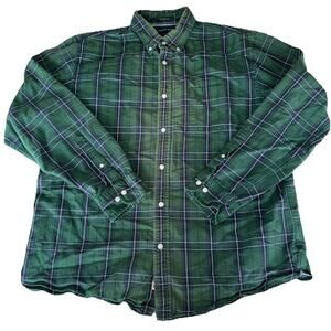 Lands' End Flannel Shirt Mens Large Sail Rigger Oxford (lightly Faded) L/S